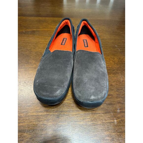 Crocs Suede Anyweather Loafer Slip On Shoe Women 9.5 Brown Neutral Comfort Comfy - Picture 8 of 8